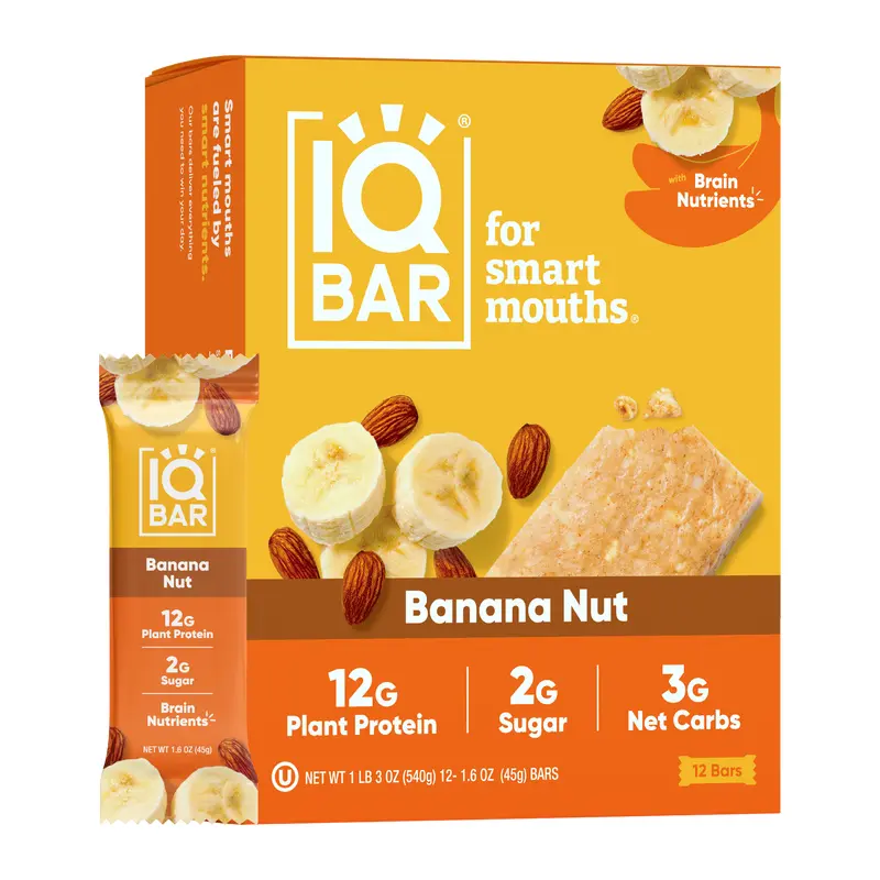 IQBar Vegan and Keto Protein Bars - Banana Nut
