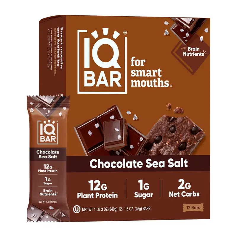 IQBar Vegan and Keto Protein Bars - Chocolate Sea Salt