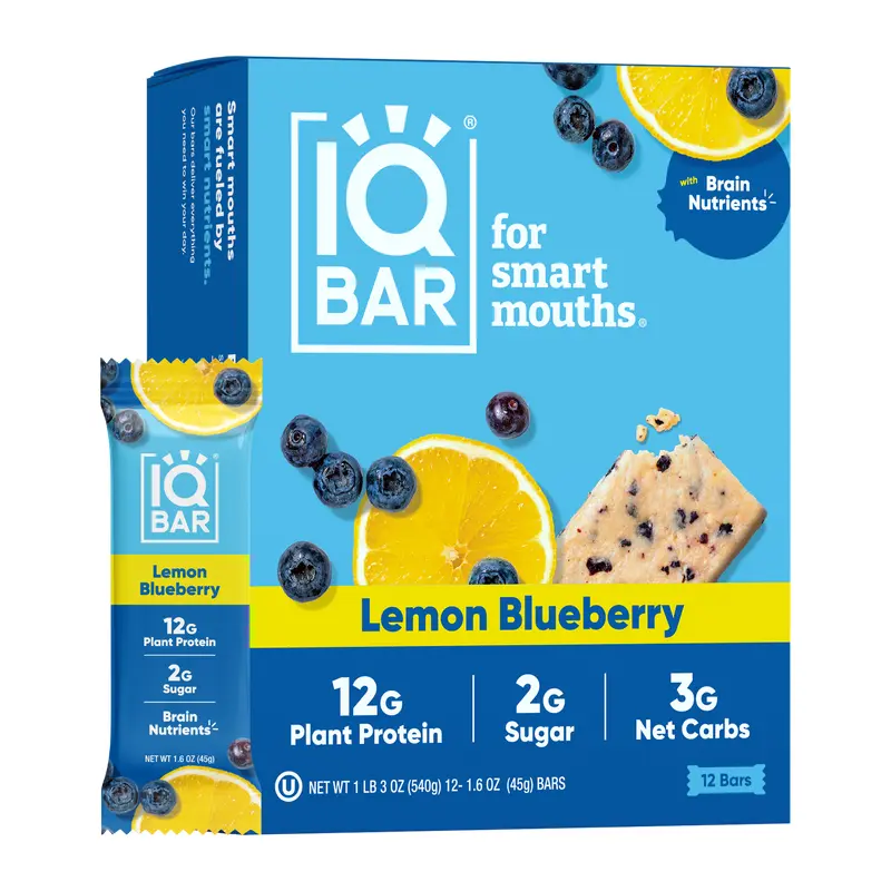 IQBar Vegan and Keto Protein Bars - Lemon Blueberry
