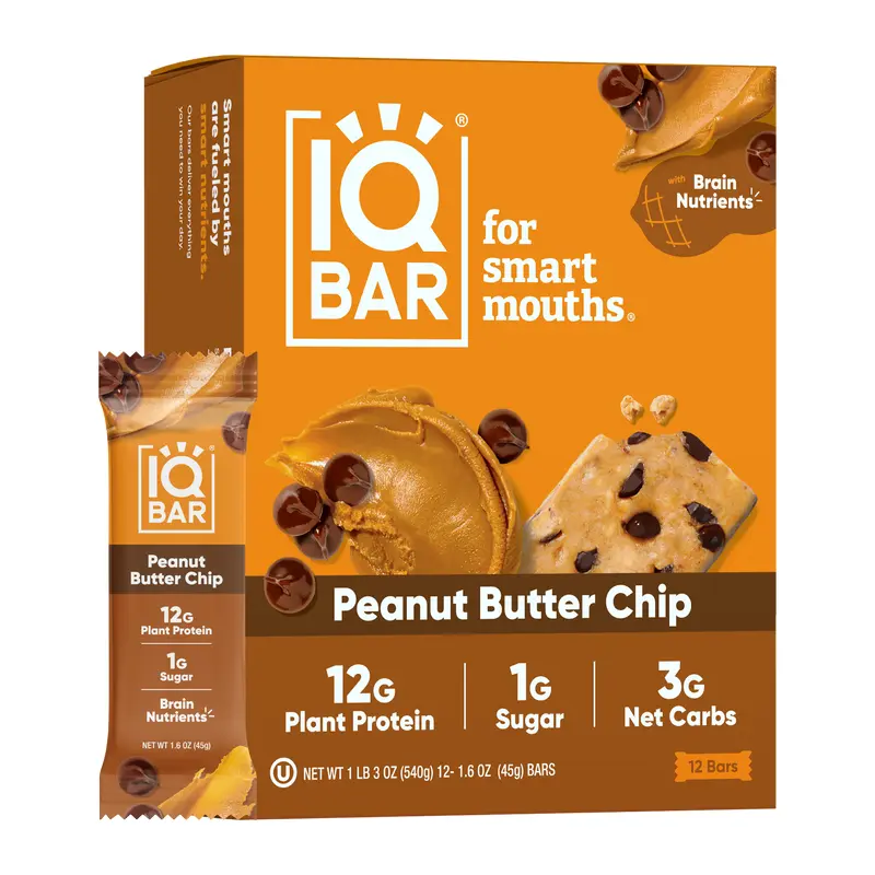 IQBar Vegan and Keto Protein Bars - Peanut Butter Chip