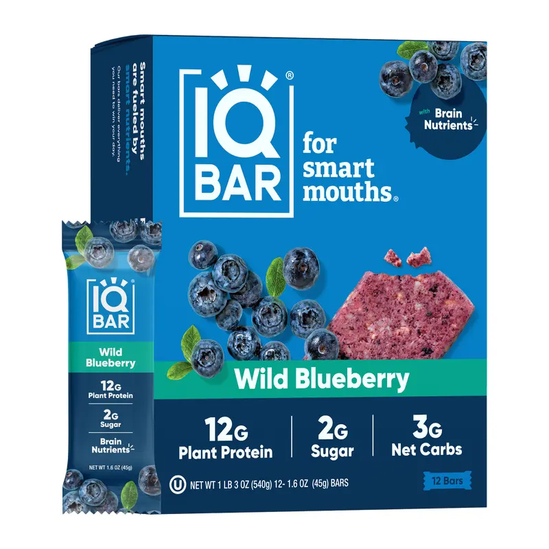 IQBar Vegan and Keto Protein Bars - Wild Blueberry