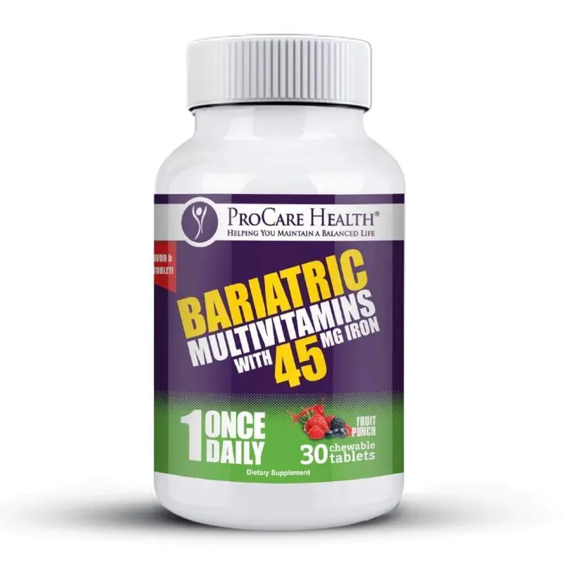 ProCare Health "1 per Day!" Bariatric MultiVitamin Chewable with 45mg Iron - Fruit Punch