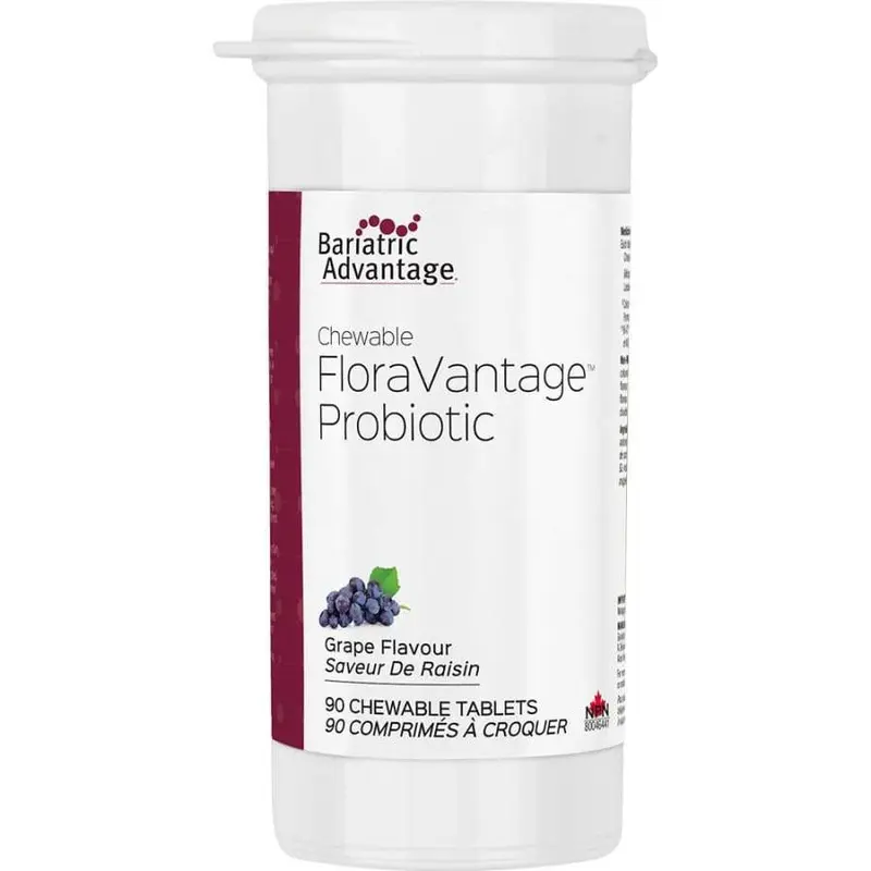 Bariatric Advantage Chewable FloraVantage Probiotic 10 Billion CFU Tablets - Grape (90 Count)