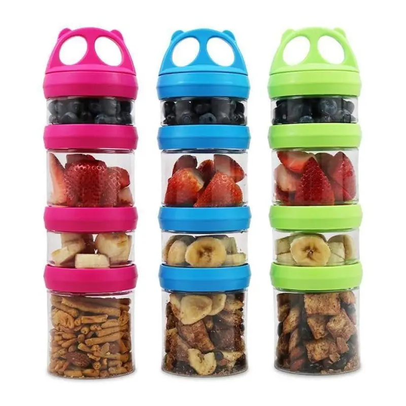 4 Compartment Twist Lock, Stackable, Leak-Proof, Food Storage, Snack Jars & Portion Control Lunch Boxby BariatricPal
