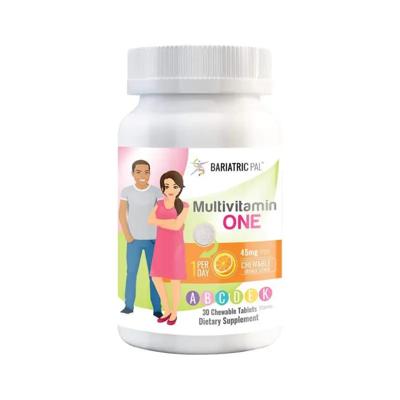 BariatricPal Multivitamin ONE "1 per Day!" Bariatric Multivitamin Chewable with 45mg Iron - Orange Citrus
