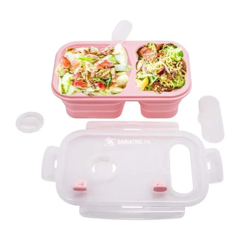 Portion Control Bento Lunch Box, Storage Container & Plate by BariatricPal - Collapsible, Leak-Proof & Available in 2 Colors!