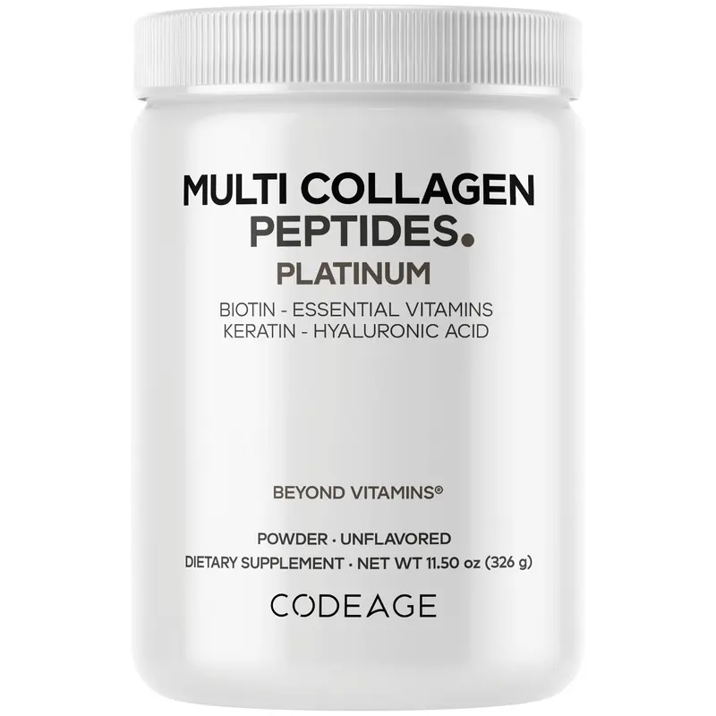 Multi Collagen Peptides Powder with Biotin Keratin Hyaluronic Acid for Hair Skin Nails & Joints by Codeage
