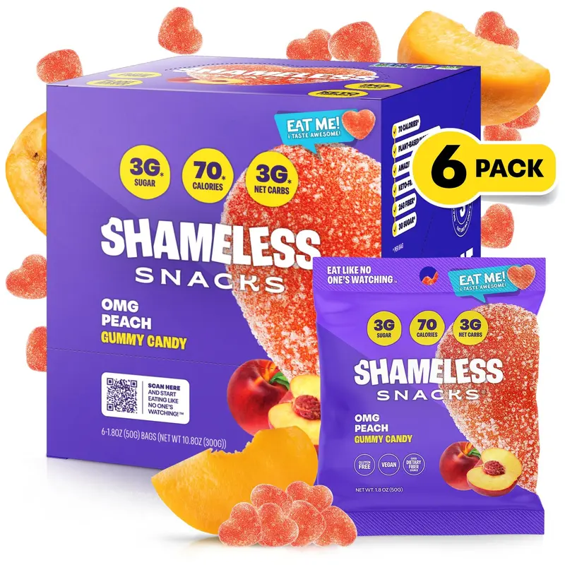Shameless Snacks Gummy Candy - OMG Peach