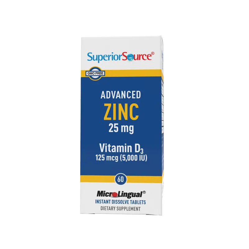 Superior Source Advanced Zinc 25mg with Vitamin D3 5,000IU, 60 Instant Dissolve Tablets