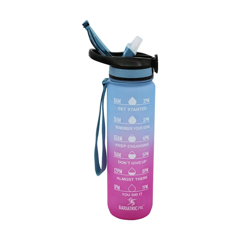 Hydrate & Inspire 32oz Motivational Water Bottle by BariatricPal - With Built-In Straw