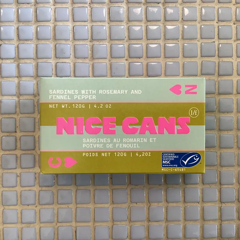 nice cans sardines with rosemary and fennel pepper