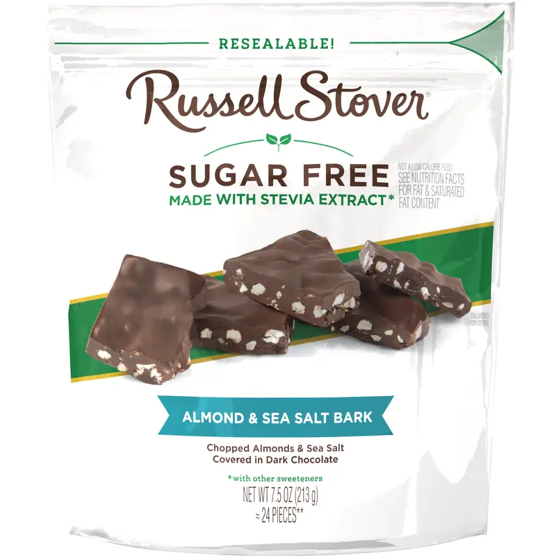 Russell Stover Sugar Free Dark Chocolate Bark - Almond & Sea Salt