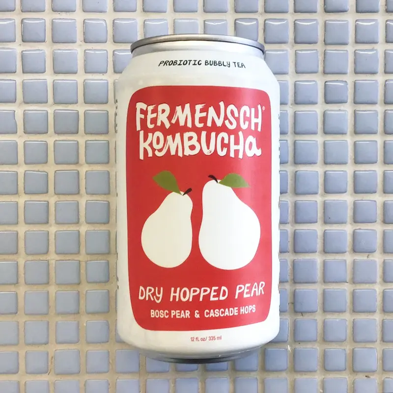fermensch dry hopped pear kombucha