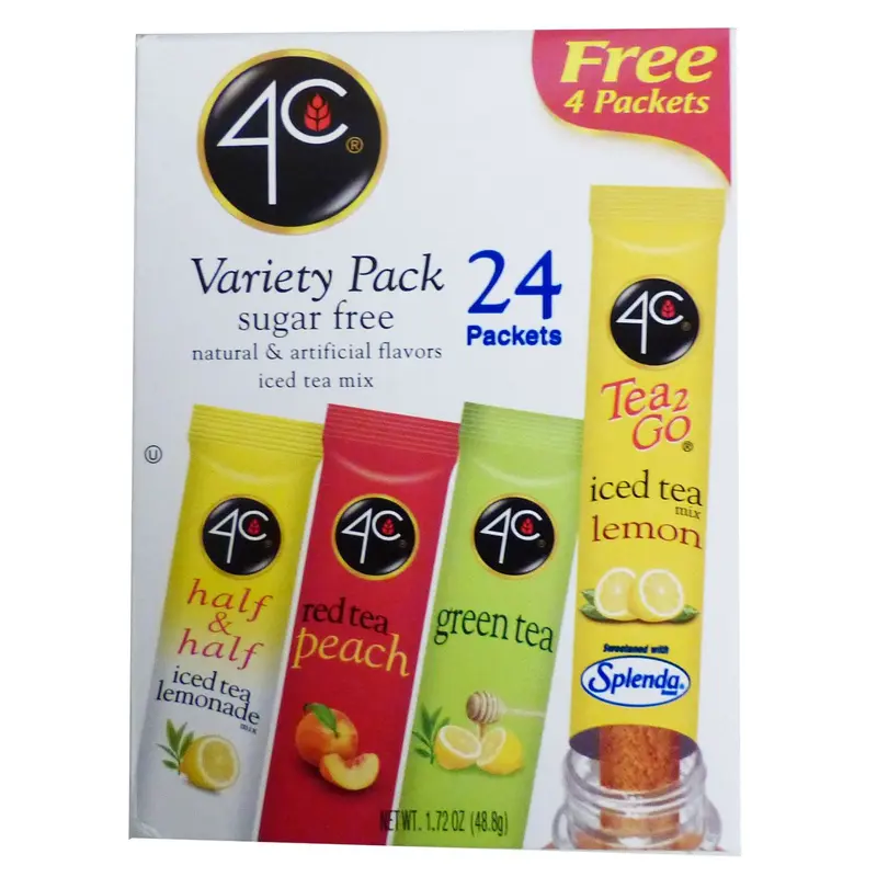 4C Sugar Free Iced Tea Drink Mix Sticks, Variety Pack (24 stick box)