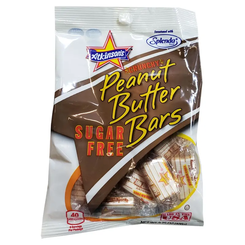 Atkinson's Sugar Free Peanut Butter Bars Candy 3.75 oz. bag