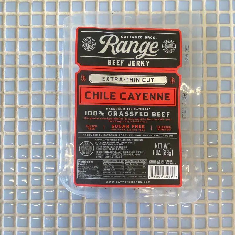 cattaneo bros chile cayenne grass fed extra thin cut beef jerky 1oz