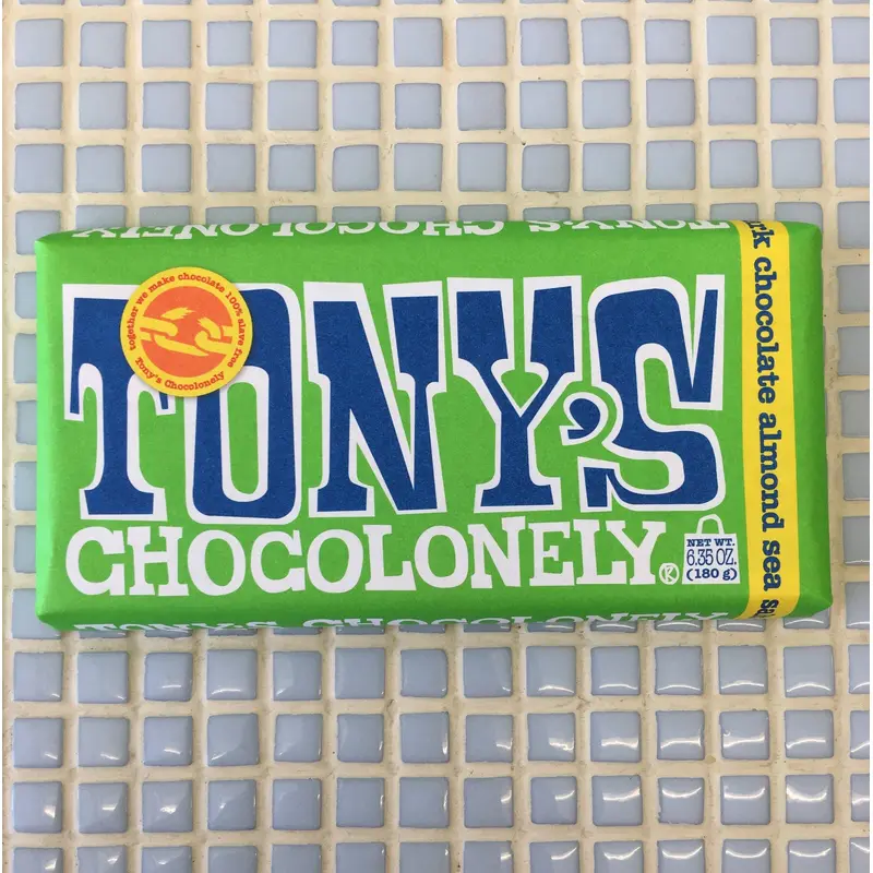 tonys chocolonely 51% dark chocolate almond sea salt