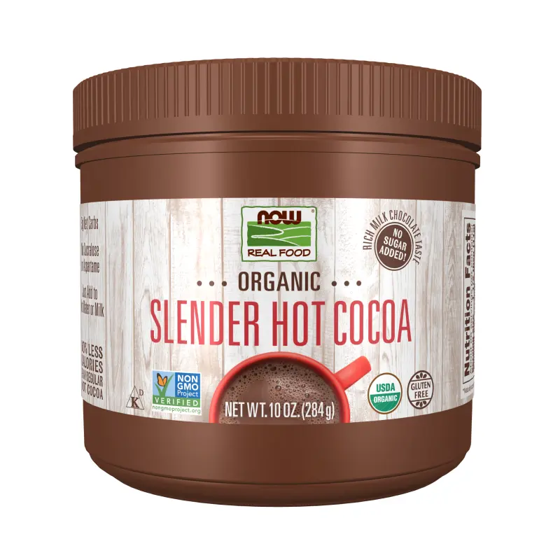 NOW Organic Slender Hot Cocoa, No Sugar Added 10 oz