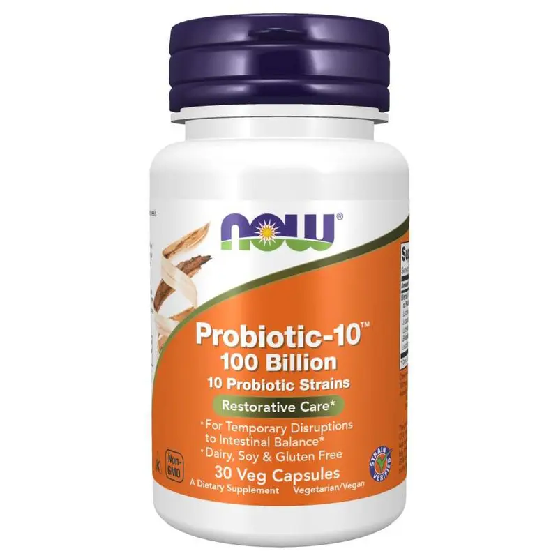 NOW Probiotic-10, 100 Billion 30 veg capsules (CLEARANCE: Best by January 31, 2026)
