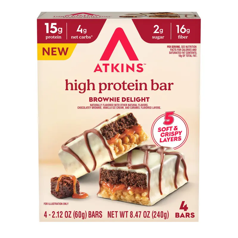 Atkins Nutritionals High Protein Layered Bars, 4ct