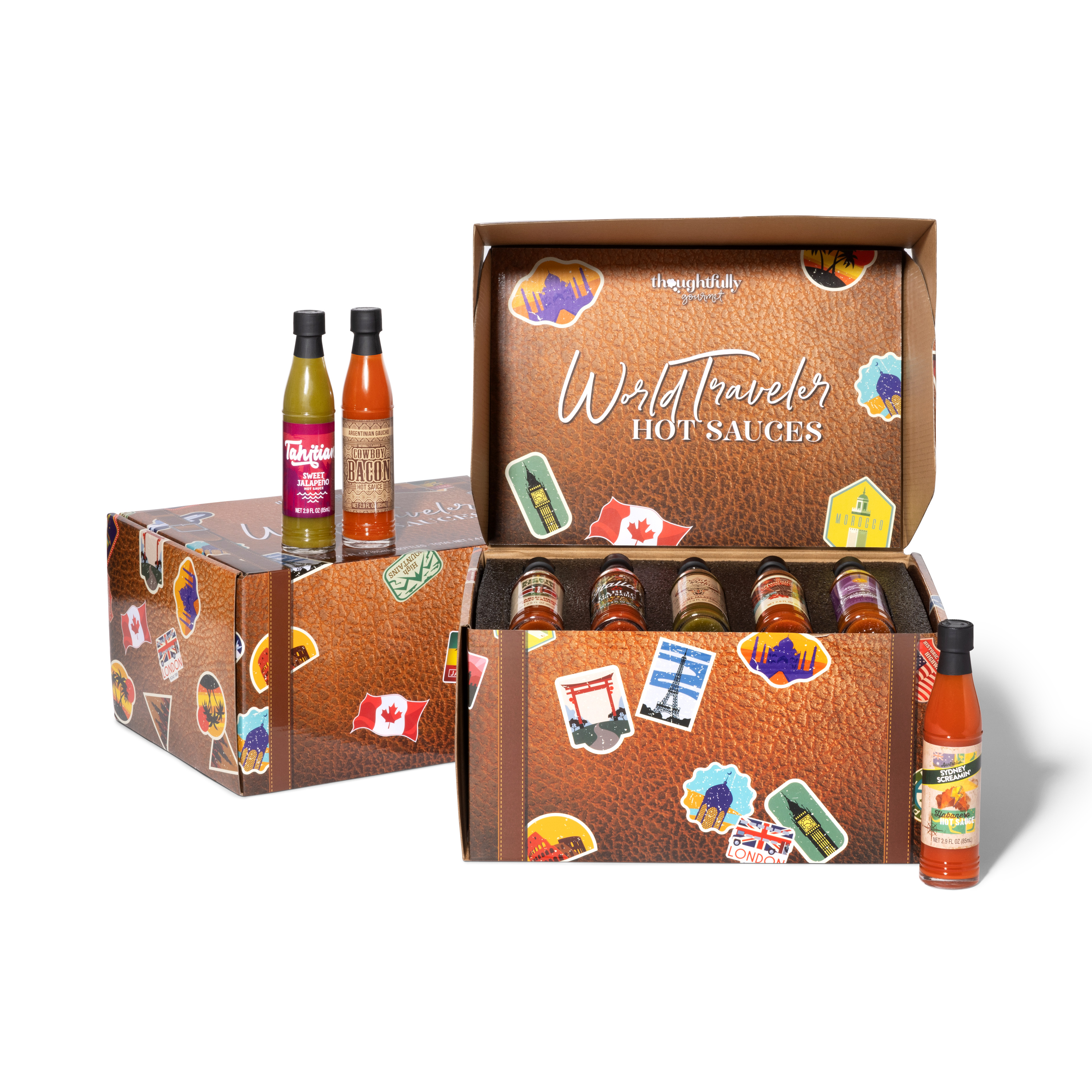 World Traveler Suitcase Hot Sauce Gift Set of 15